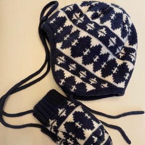 Hanna Andersson baby hat and gloves matching set size XS